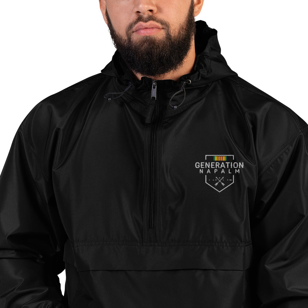Generation Napalm Vietnam Vet Embroidered Champion Packable Windbreaker