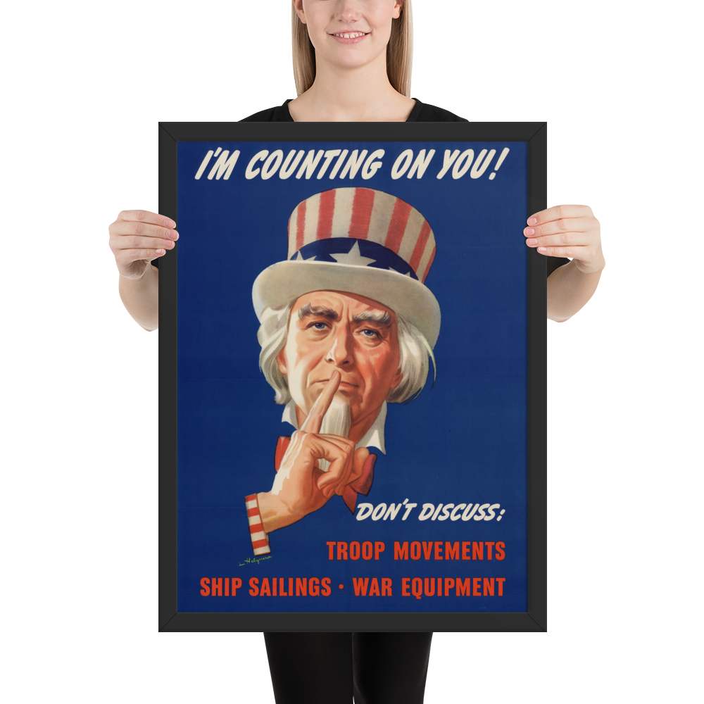 Don't Discuss Framed WWII Propaganda Poster-Warrior Lodge Media