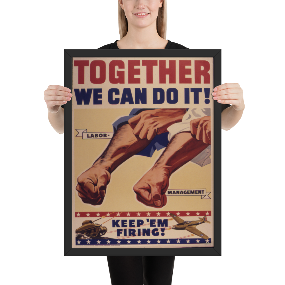 Together WWII Framed Propaganda Poster-Warrior Lodge Media