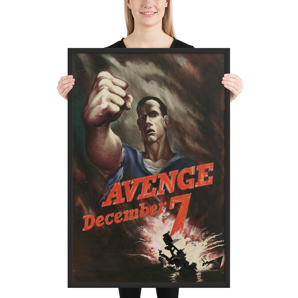 Avenge December 7th! Framed WWII Propaganda Poster-Warrior Lodge Media